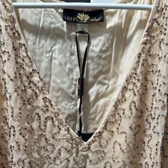 Chic Cream and Gold Mini Dress - Picture 3 of 4